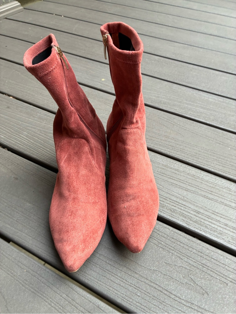Silent D Anthropologie Women's Suede Pointed-Toe Sock Ankle Boots 7.5 / 38
